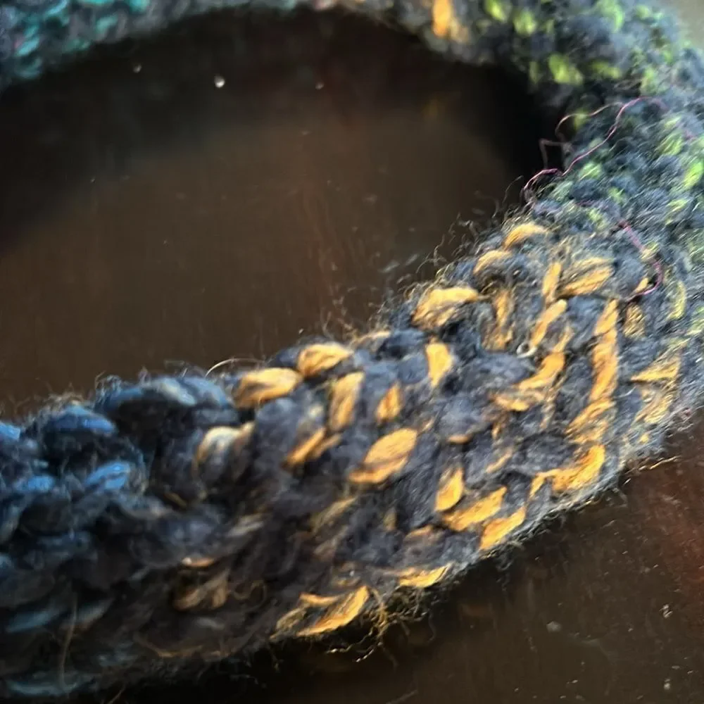 Hand Crafted stretch 100% wool headband turquoise green mocha pink navy Medium
